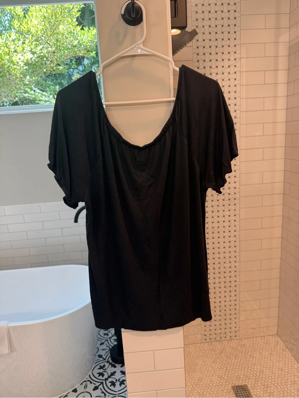 Old Navy Black Scoop Neck Short Sleeve Blouse